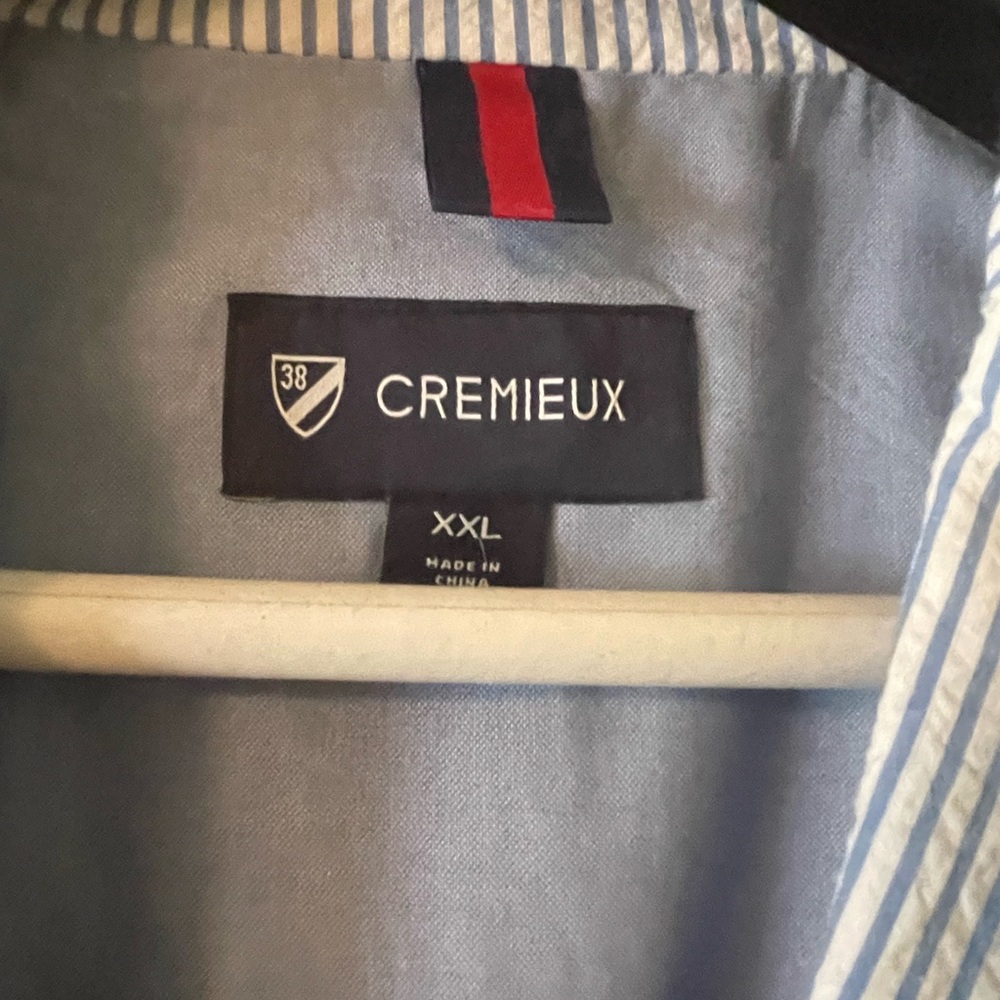2 pc blue and white seersucker suit